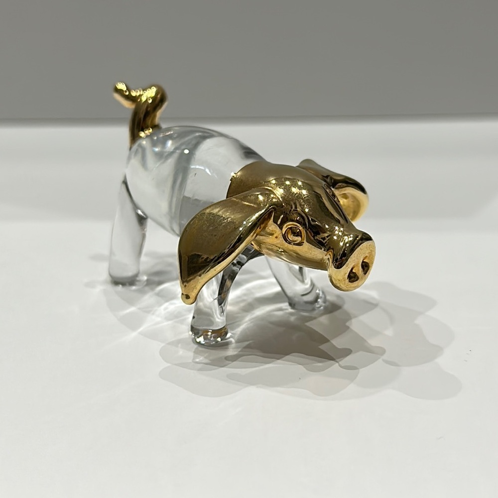 Glass Pig Gold Dipped Figure Trinket